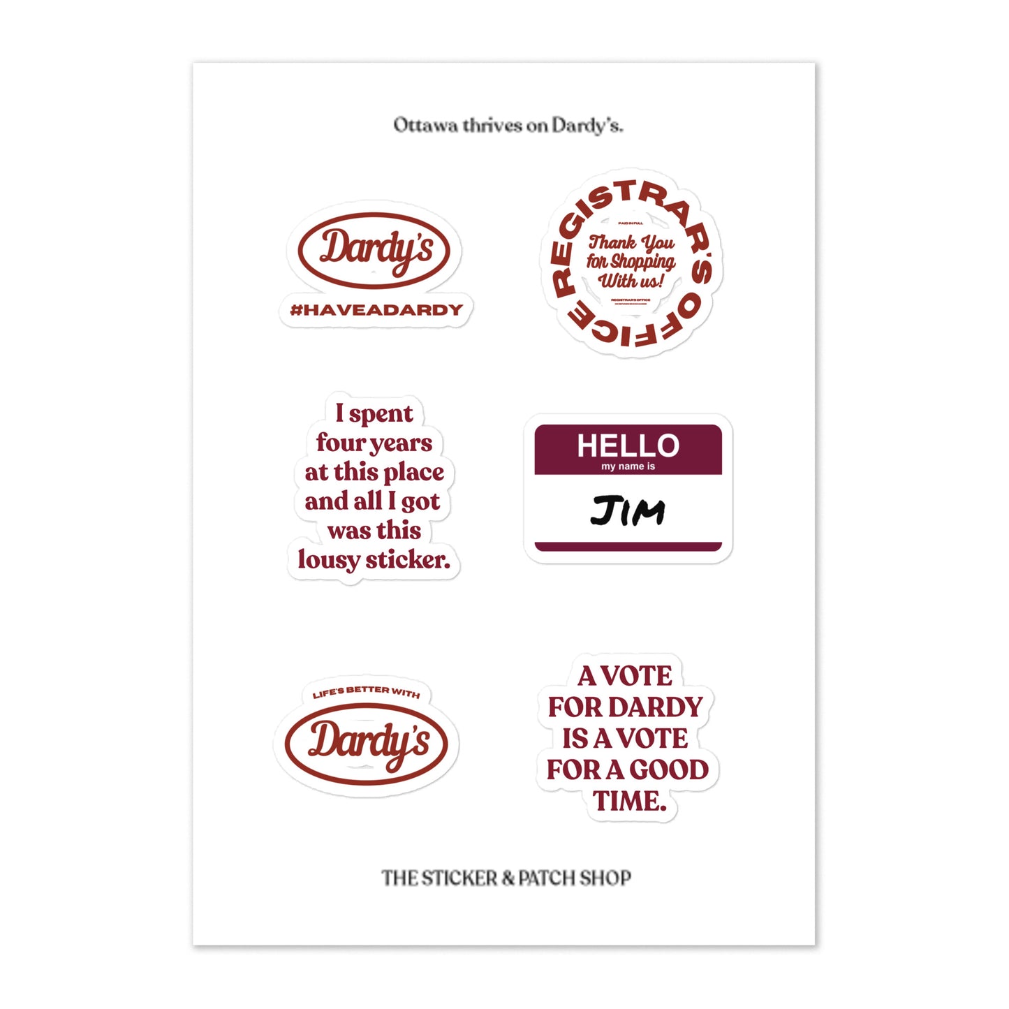 'Thriving' Sticker Sheet in Maroon