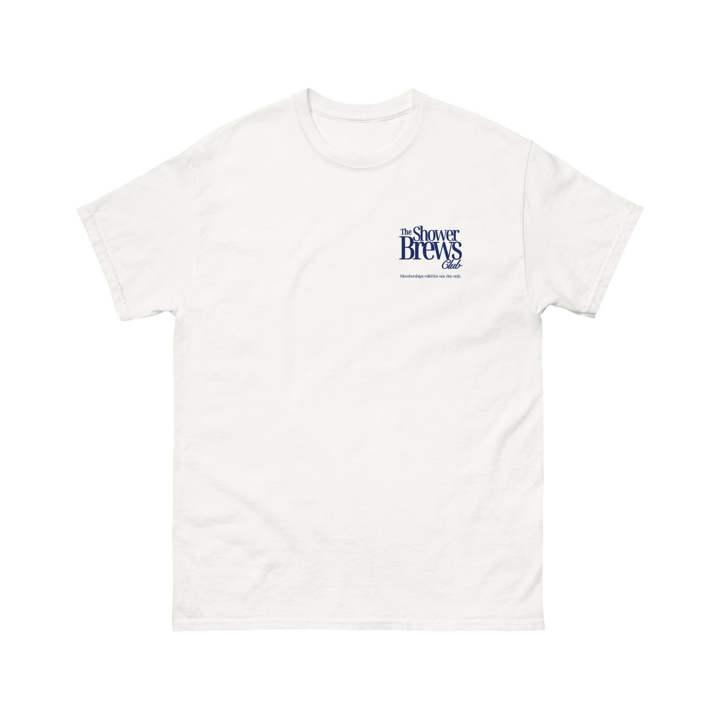 The 'Shower Brews Club' T-Shirt in White & Navy