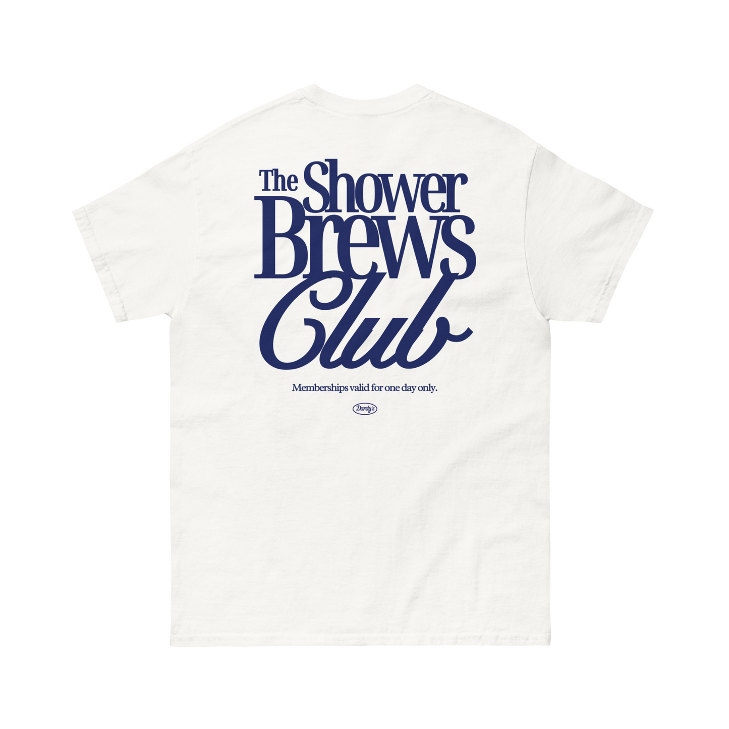 The 'Shower Brews Club' T-Shirt in White & Navy