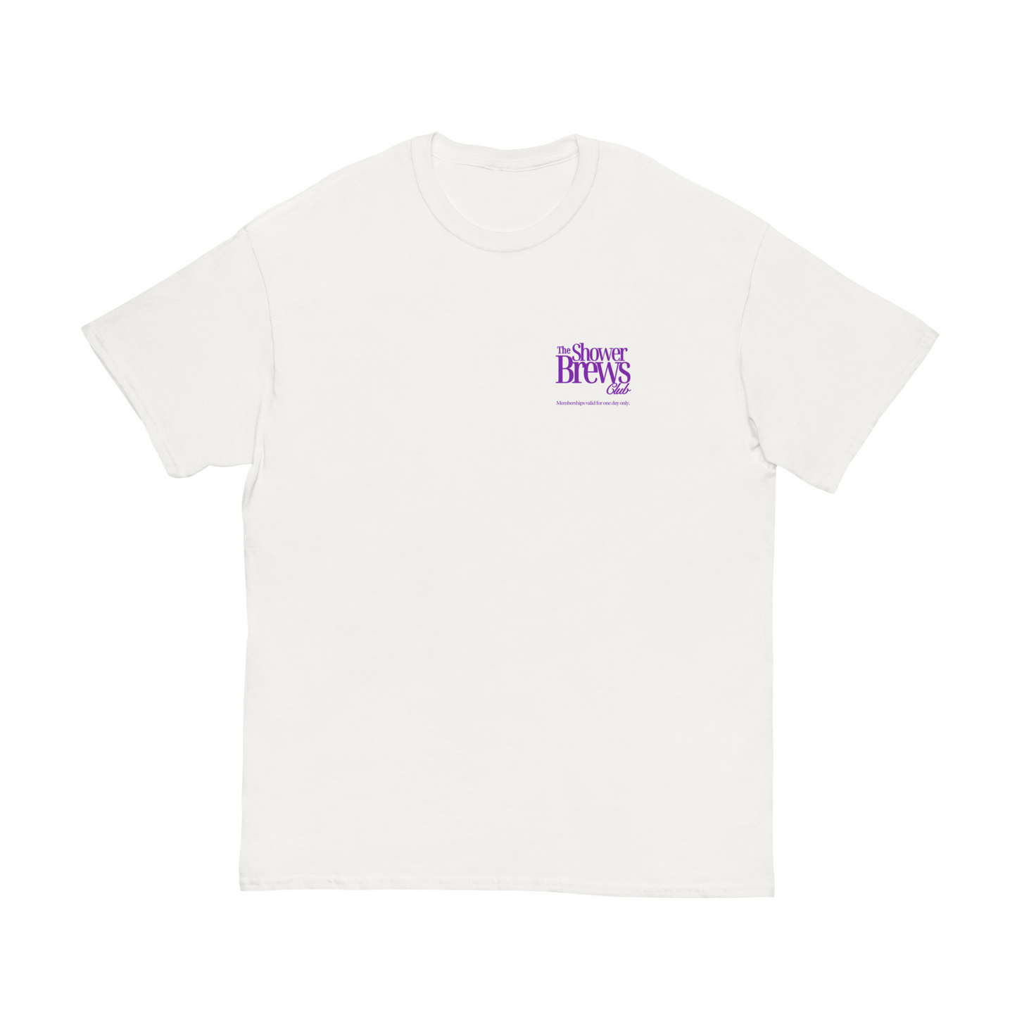'The Shower Brews Club' T-Shirt in White & Purple