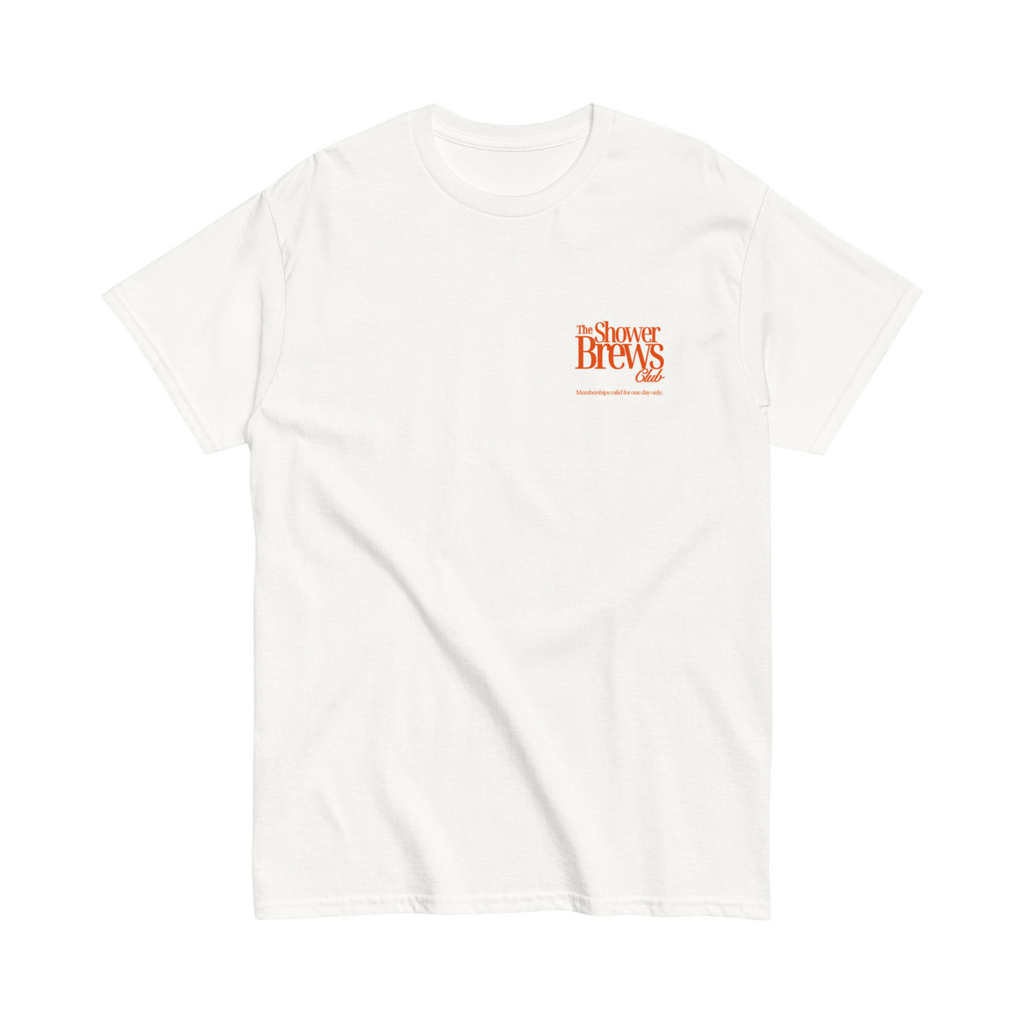 'The Shower Brews Club' T-Shirt in White & Red