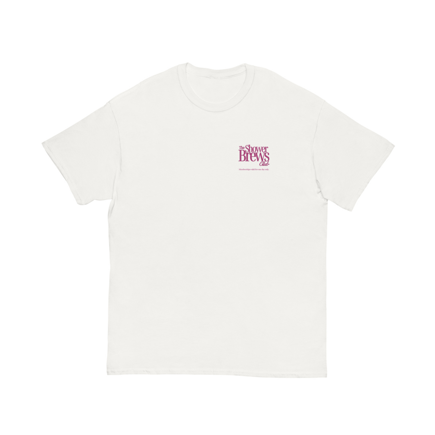 'The Shower Brews Club' T-Shirt in White & Maroon
